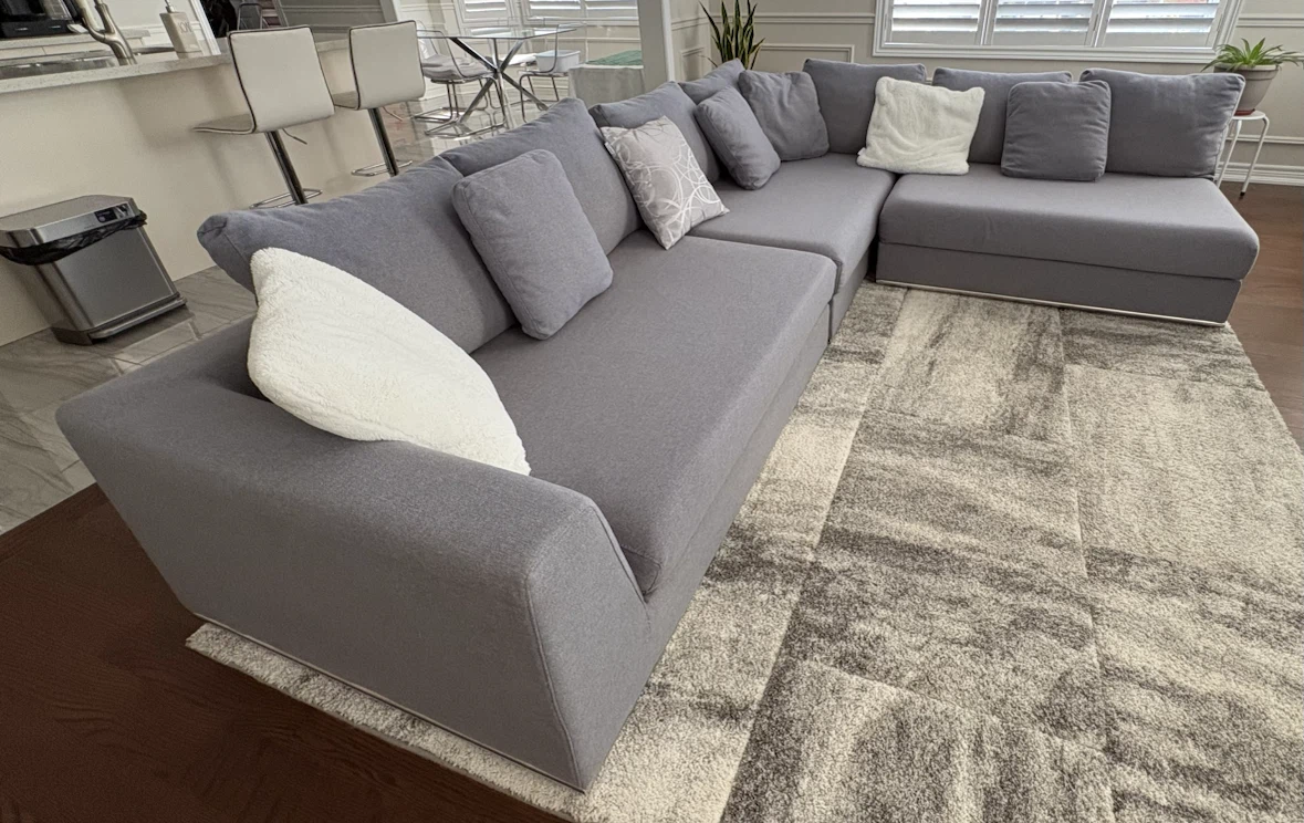 Structube Modern Grey Fabric Sectional Sofa
