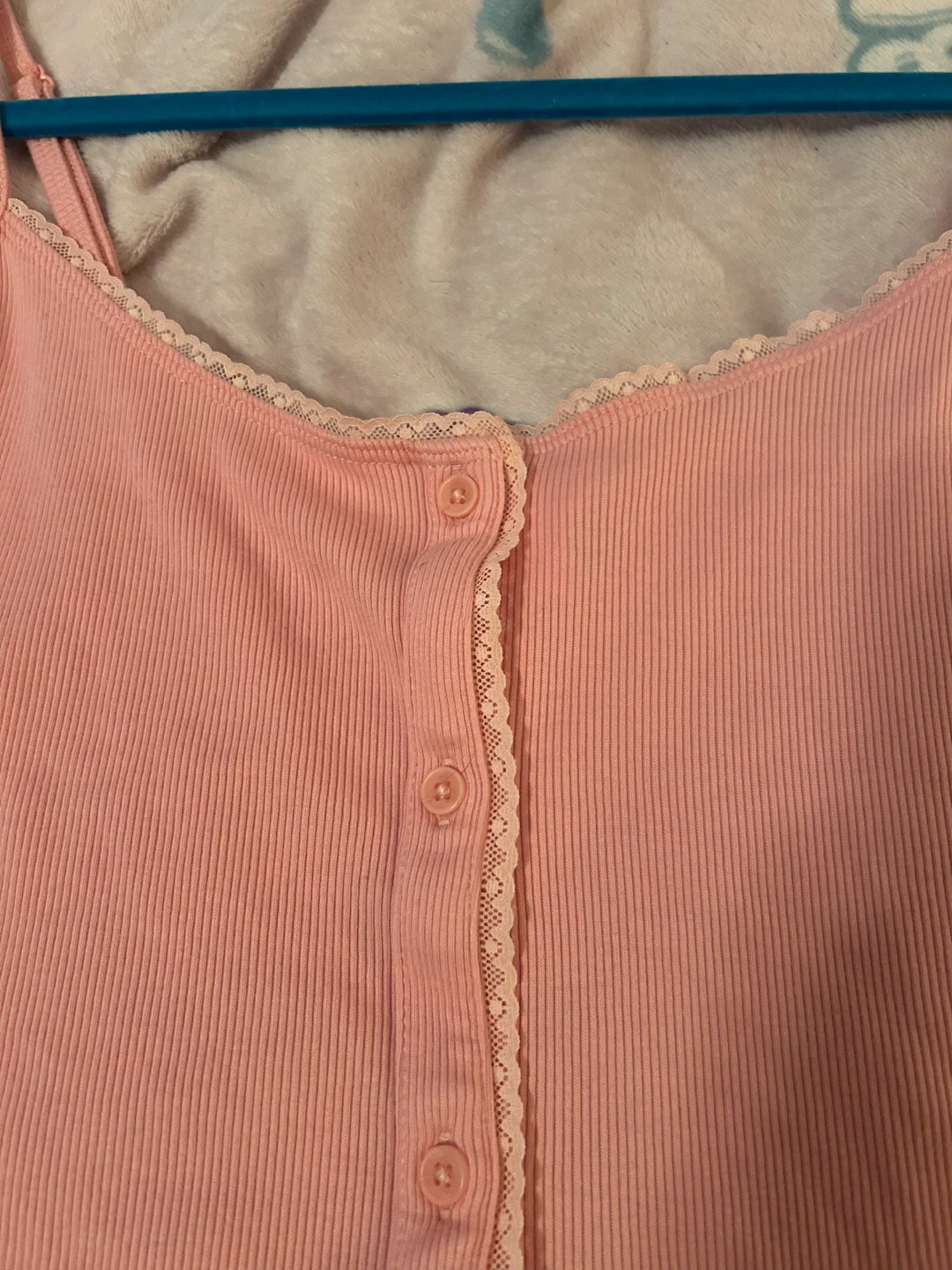 Pink Ribbed Button-Down Tank Top - photo 2