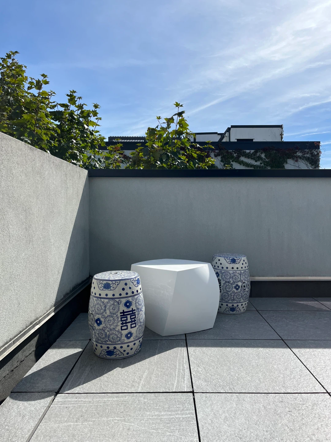 Two Blue and White Ceramic Garden Stools - photo 4