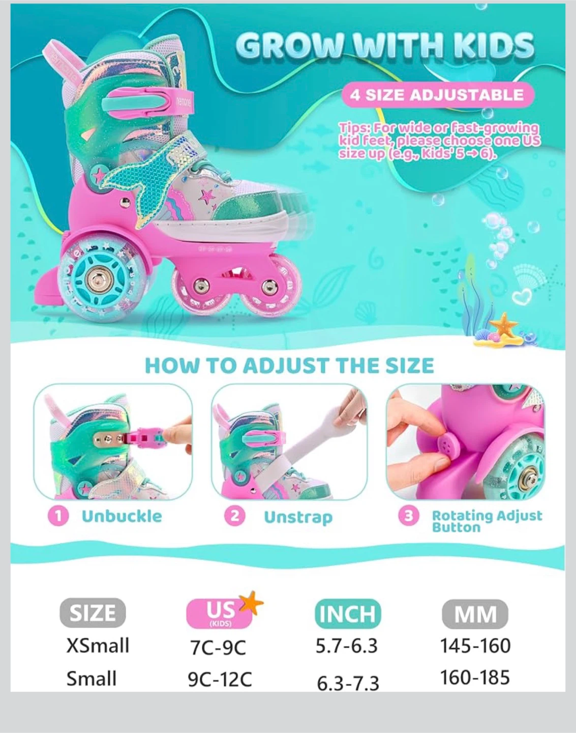 Brand New! Adjustable Roller Skate Size Small - photo 3