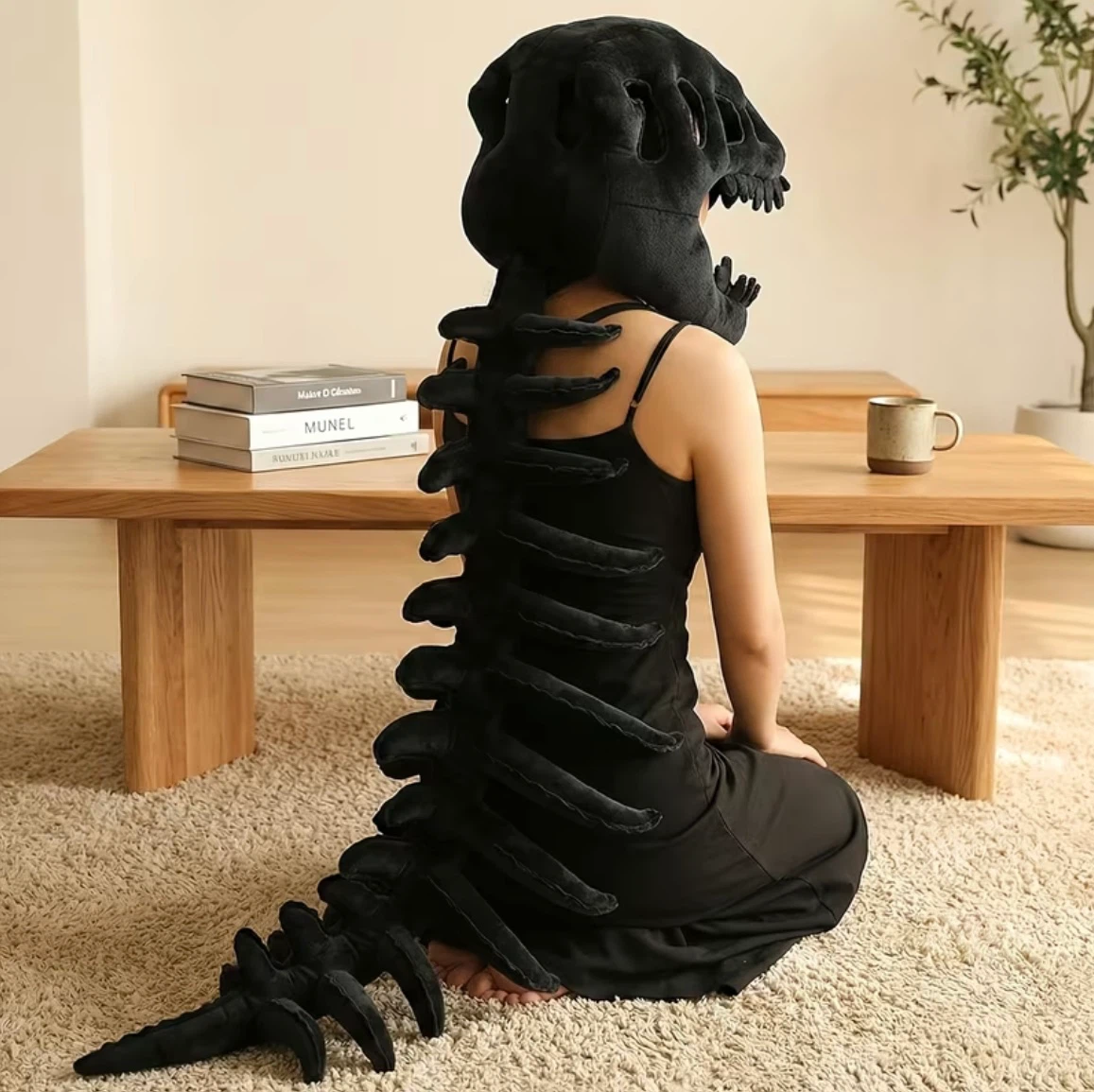 Black Dinosaur Skeleton Plush Costume - photo 2
