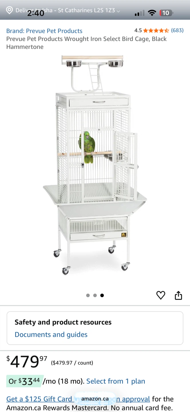 Two Prevue Pet Iron Bird Cages
