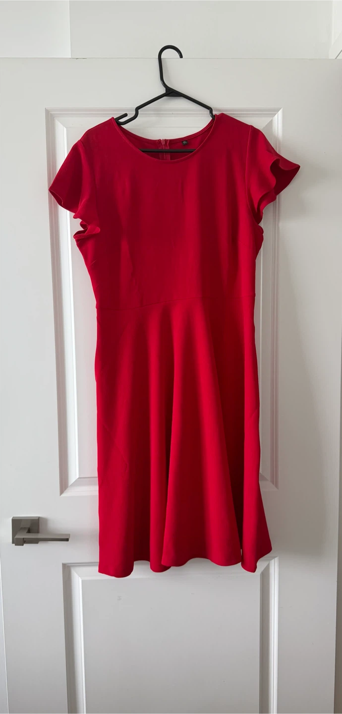 Red Flutter Sleeve Dress
