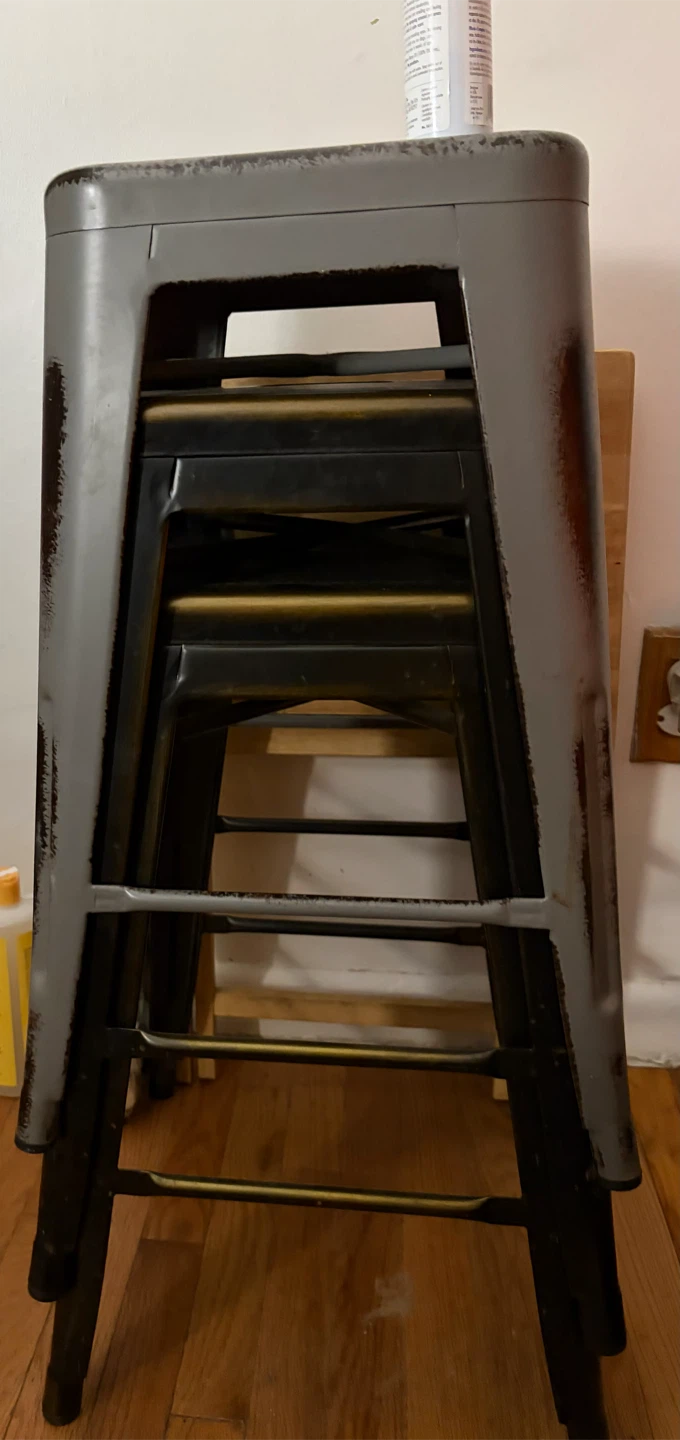 Set of Two Metal Stacking Stools