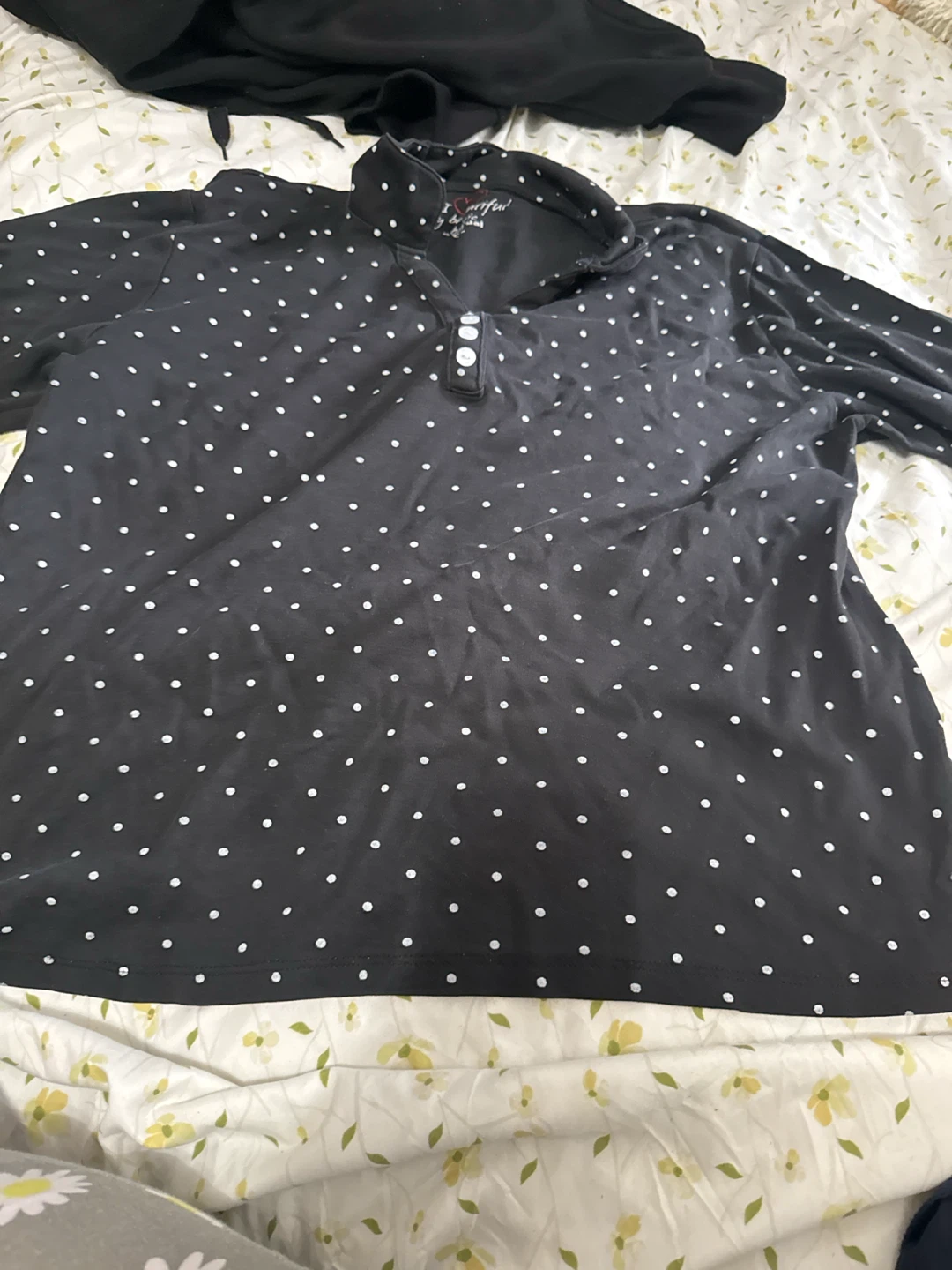 Black Polka Dot Long Sleeve Top - photo 2