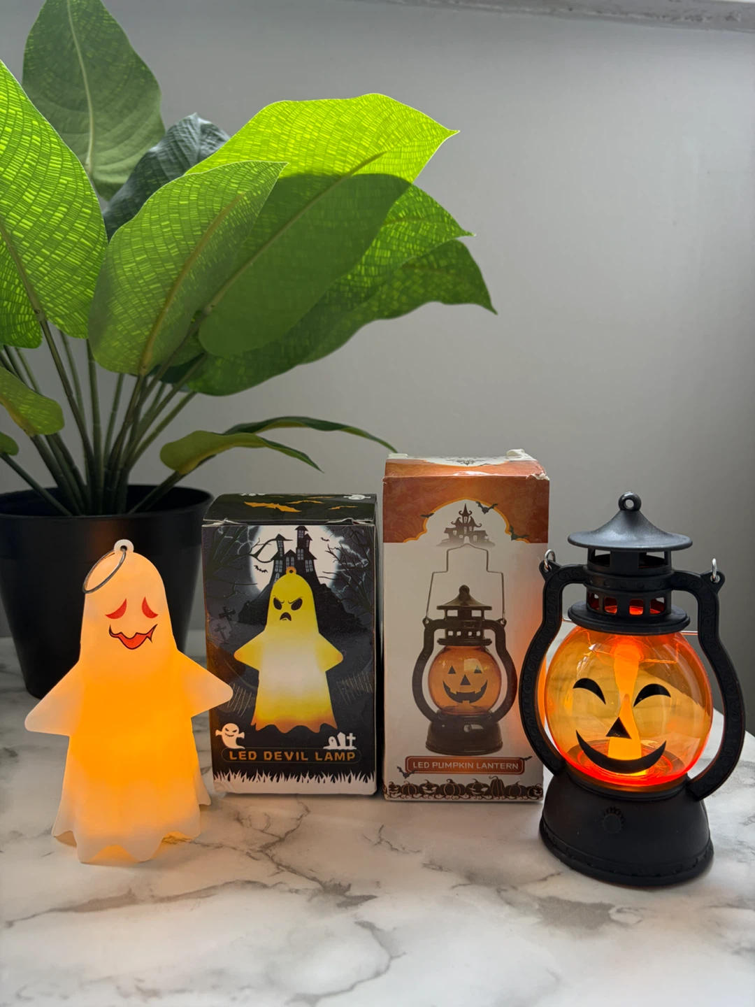Halloween LED Ghost Lamp and Pumpkin Lantern Set