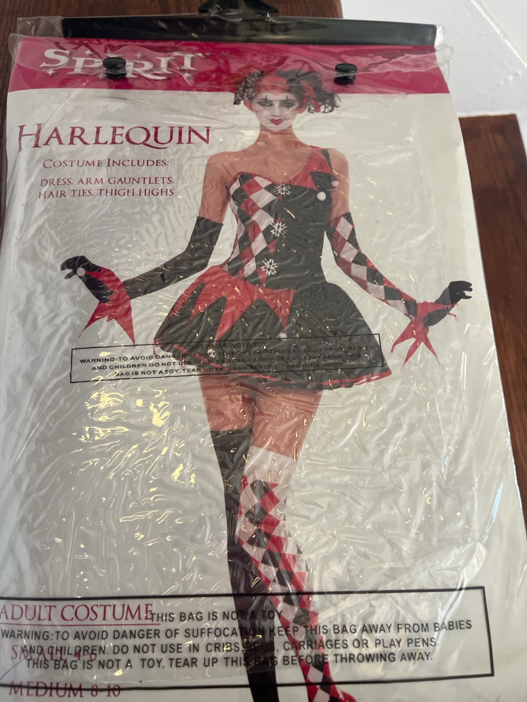 Spirit Halloween Harlequin Adult Costume Medium 8-10
