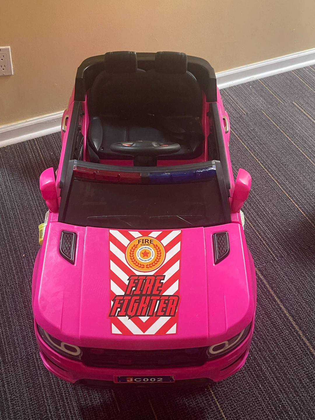 Pink Fire Fighter Ride-On Toy Car