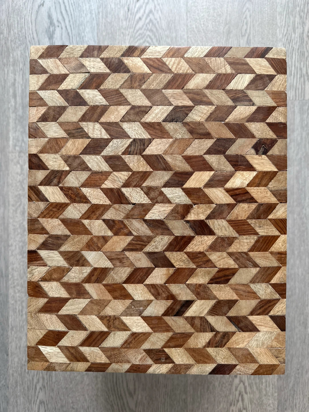 Short Geometric Wood and Metal Side Table - photo 4