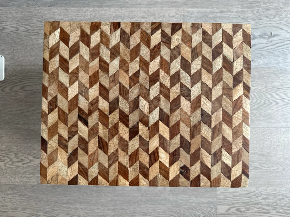 Short Geometric Wood and Metal Side Table - photo 5