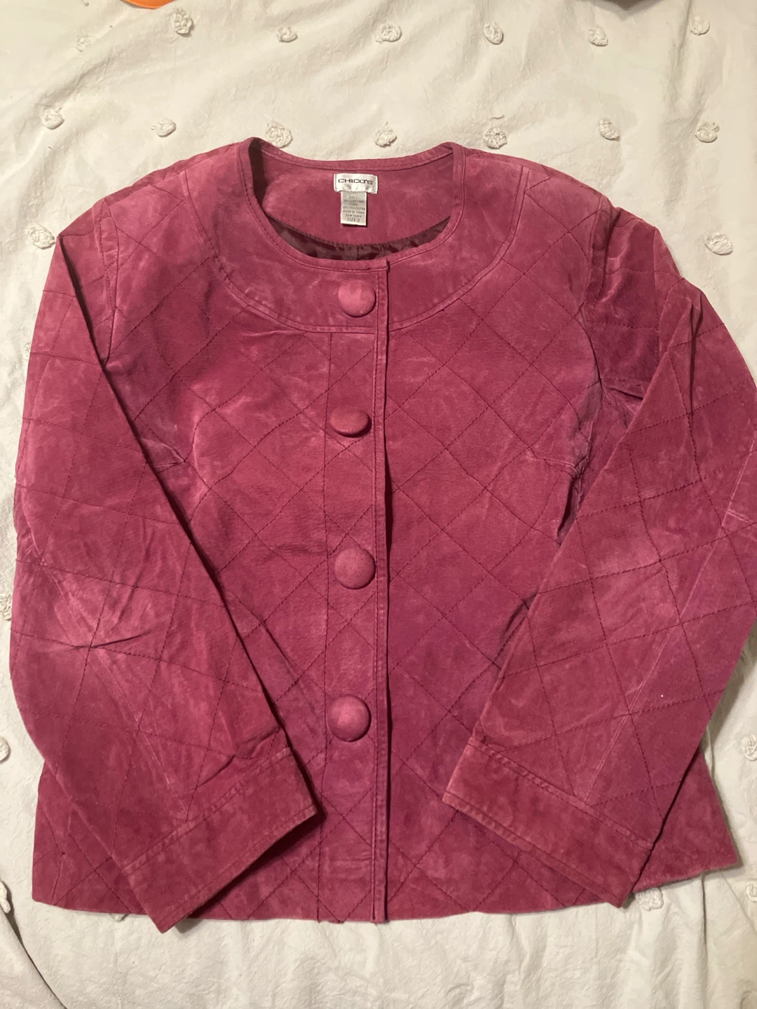 Chico's Quilted Suede Jacket - Mauve