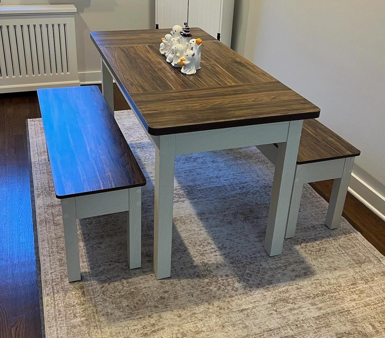 Dining Table Set with Two Benches