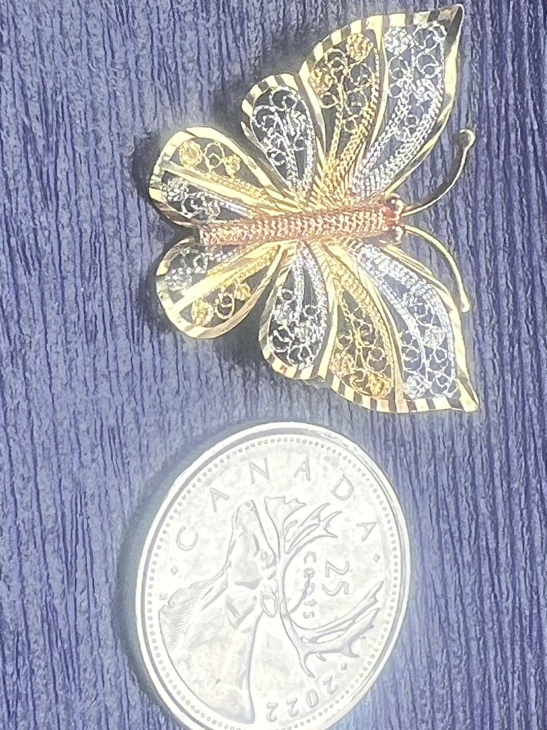 10 k butterfly brooch - photo 3