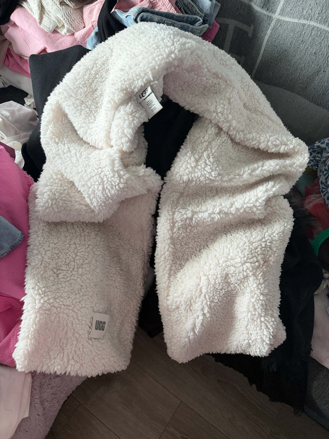 UGG White Sherpa Scarf