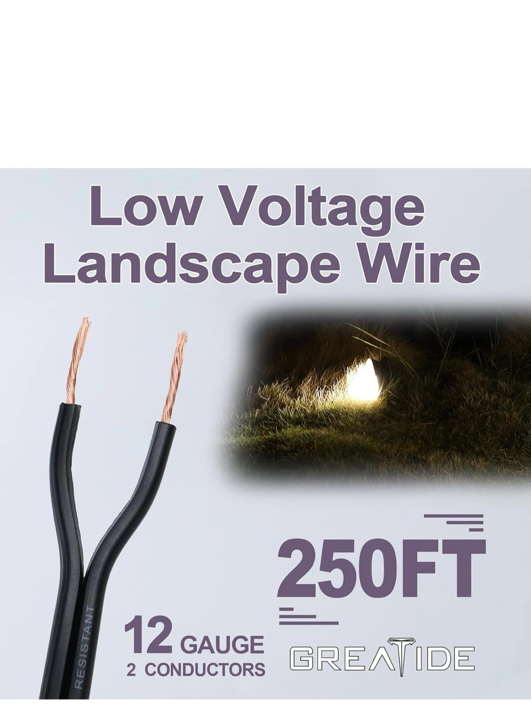 Greatide 250ft 12/2 Low Voltage Landscape Lighting Wire - photo 2