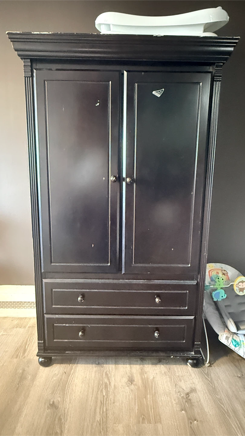 Black Wooden Armoire with Drawers Free