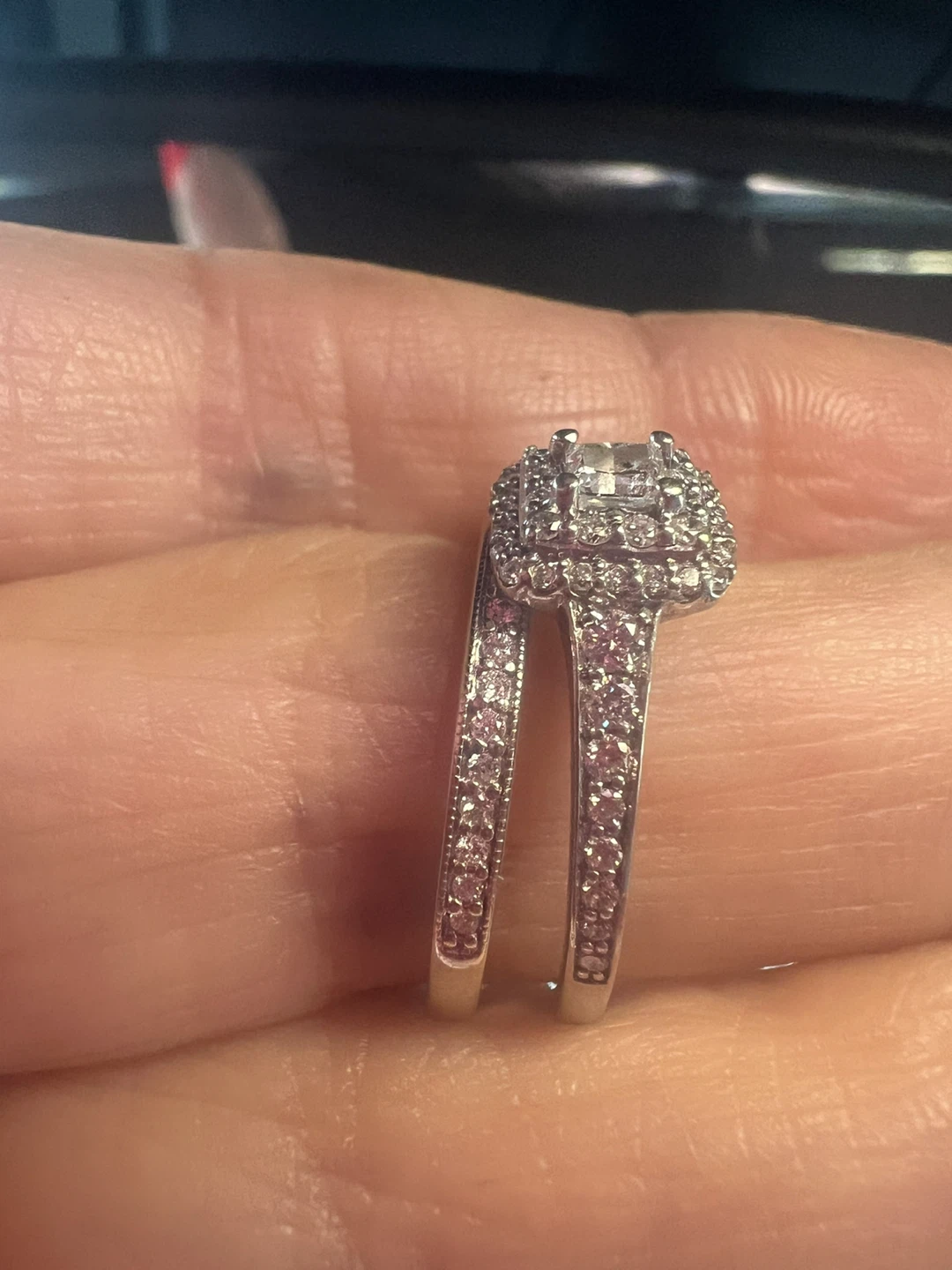 10K White Gold Diamond Engagement and Wedding Ring Set - photo 3
