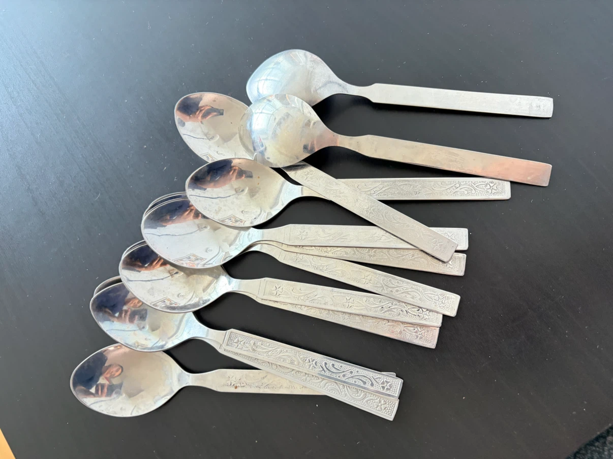 Set of 12 steel spoons