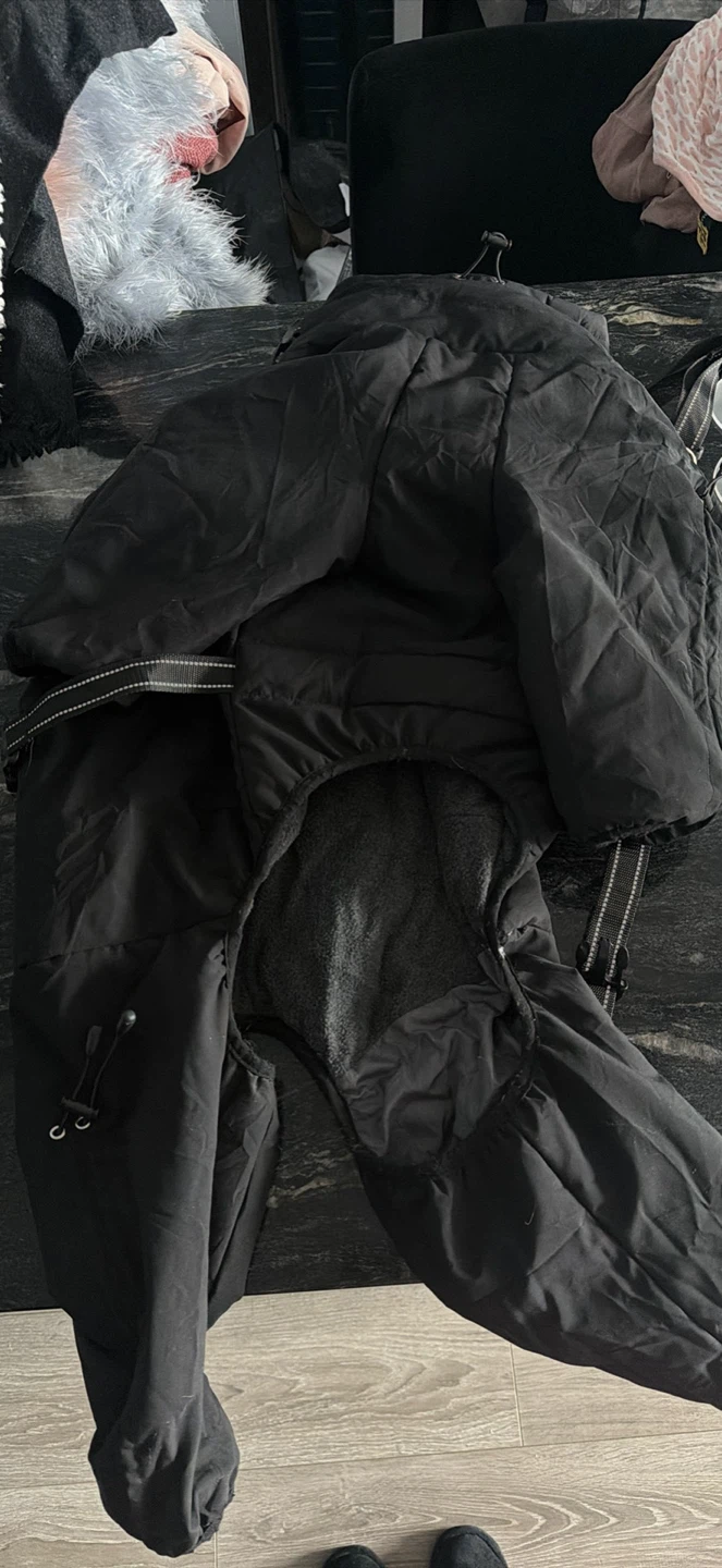 Black Fleece-Lined Dog Winter Coat