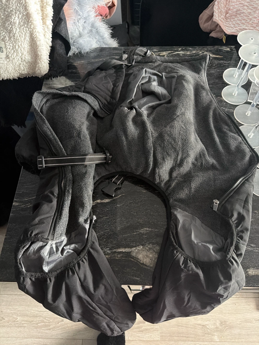 Black Fleece-Lined Dog Winter Coat - photo 2