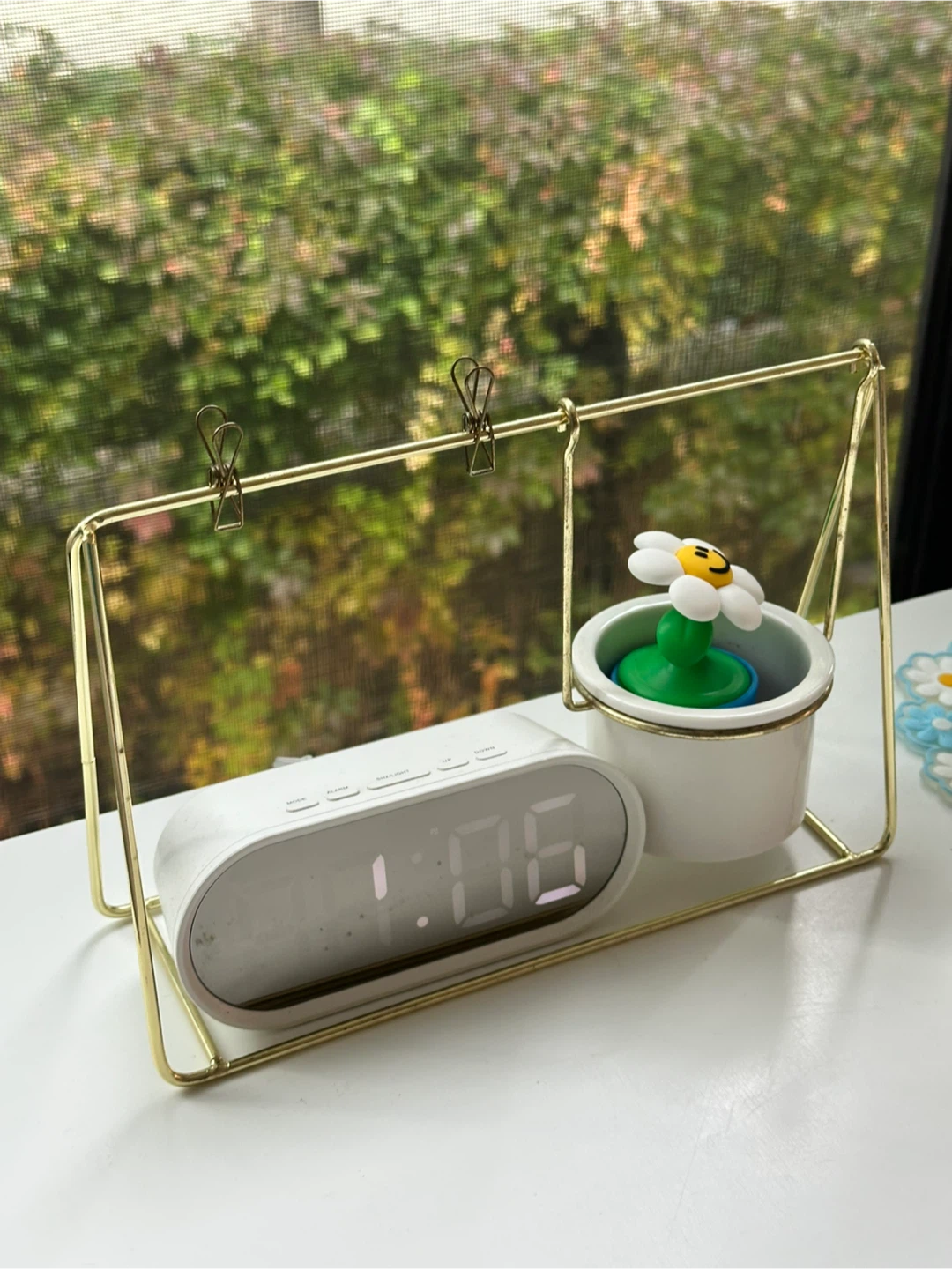 Modern Digital Alarm Clock with Gold Stand - photo 2