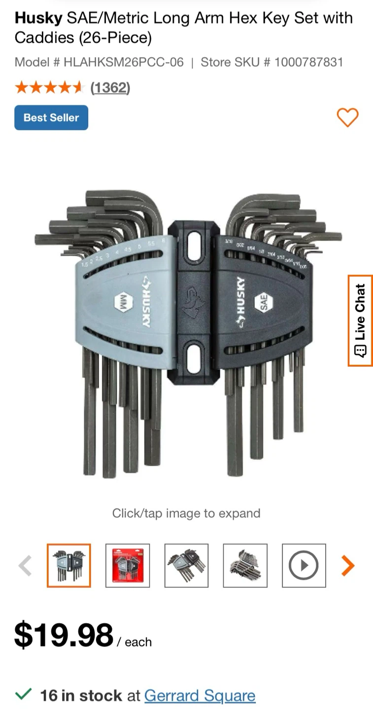 Husky 17-Piece SAE/Metric Allen Hex Key Set - photo 2