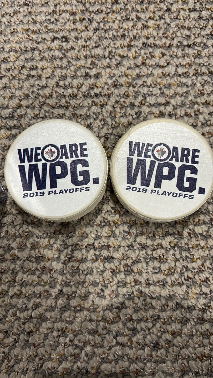 2 Winnipeg Jets 2019 Playoffs Hockey Pucks