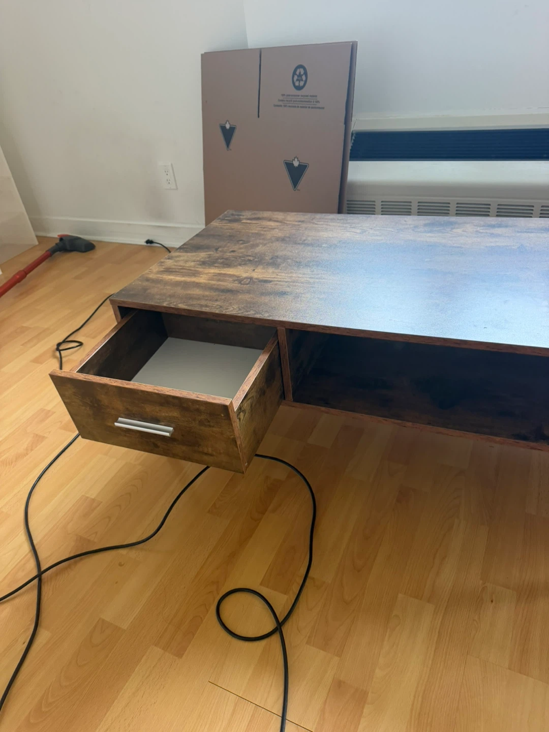 Rustic Wood Finish Coffee Table with Drawer - photo 3