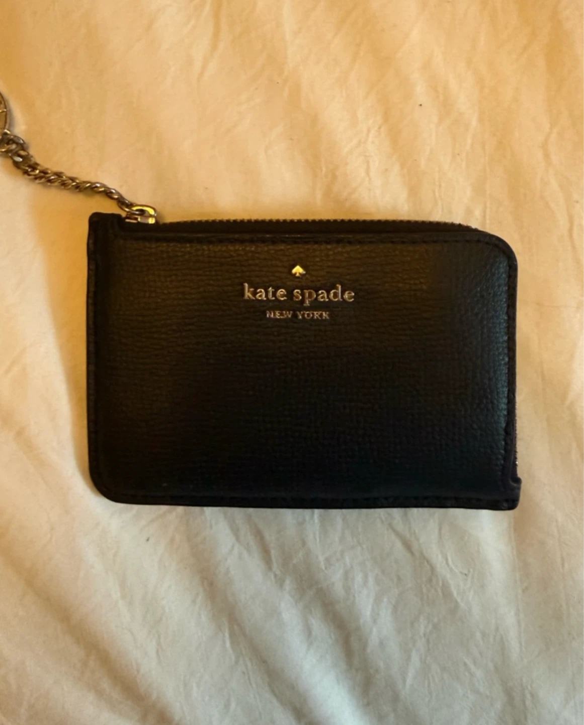 Kate Spade Black Leather Zip Card Case