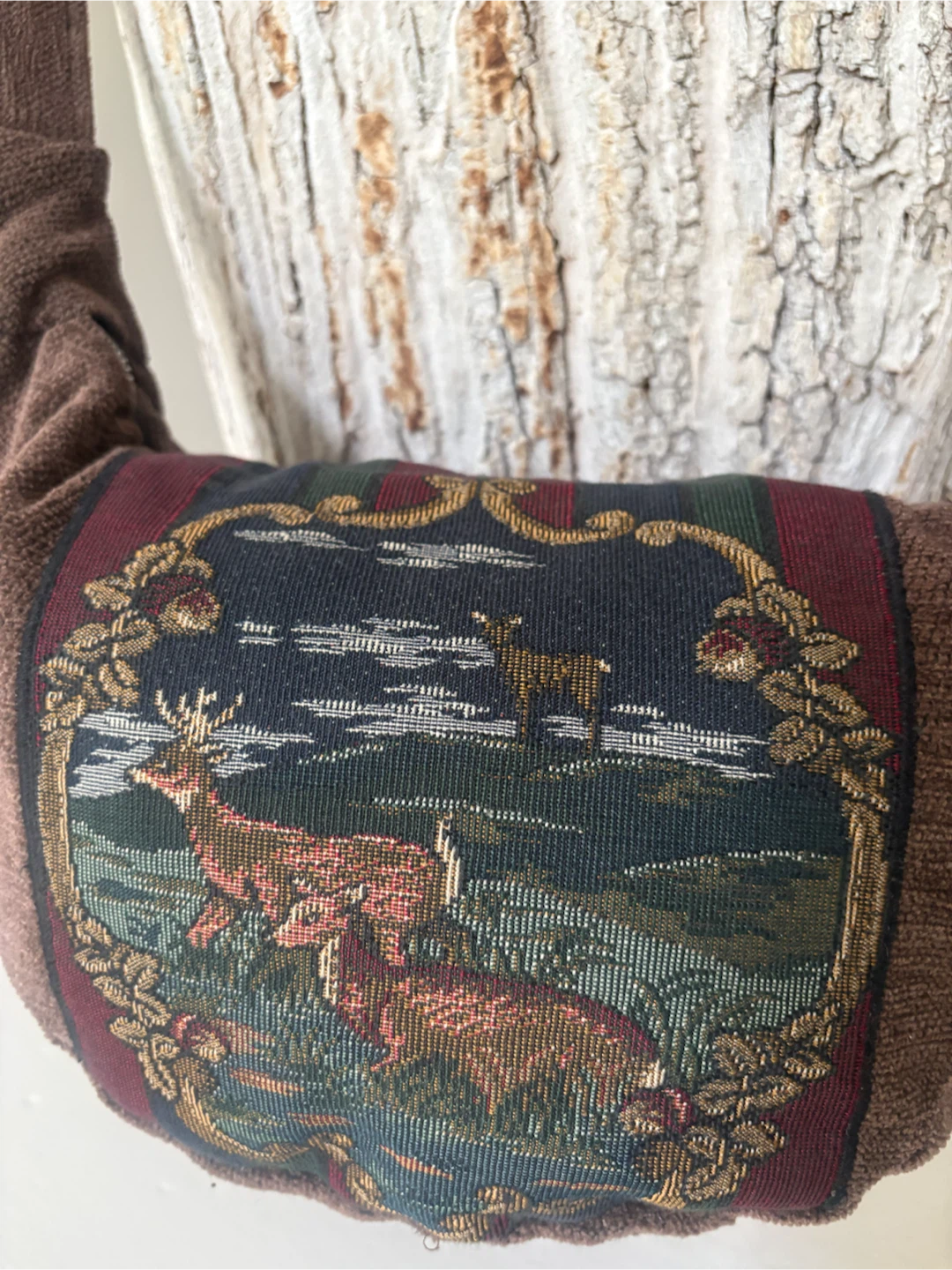 Tapestry Shoulder Bag with Deer Design - Handmade