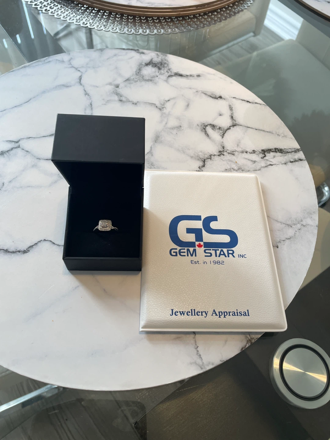 10K White Gold Diamond Halo Cluster Ring Princess Cut