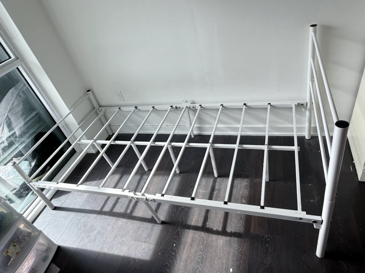 White Twin Metal Bed Frame