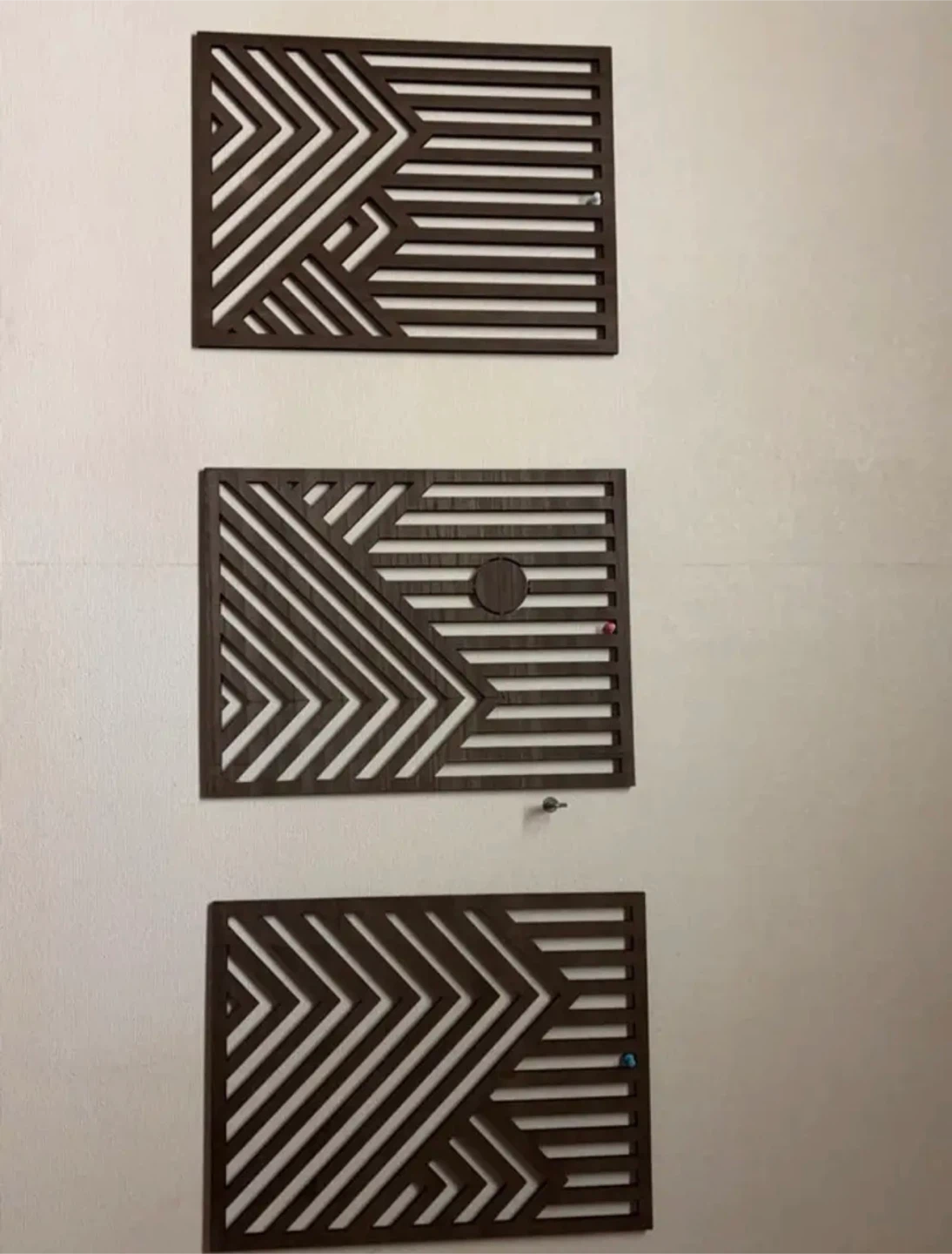 Set of 3 Geometric Wooden Wall Art Panels