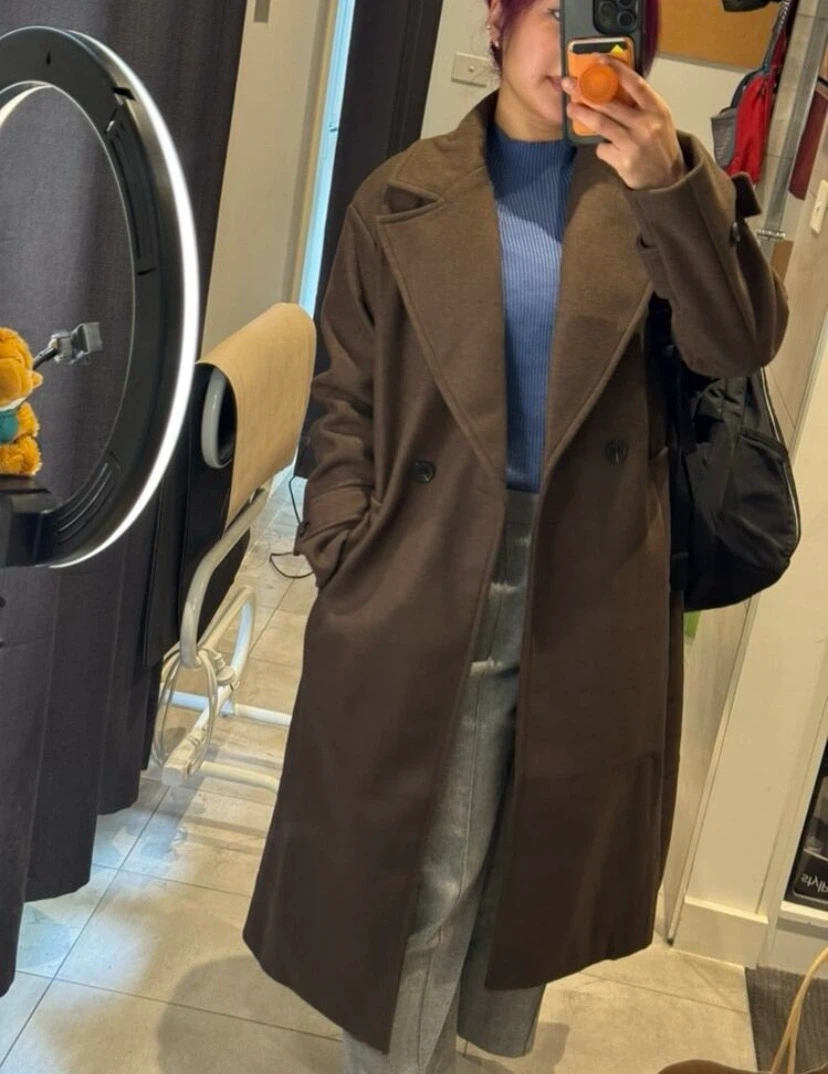 Coffee Brown Soft Wool Long Coat - photo 2