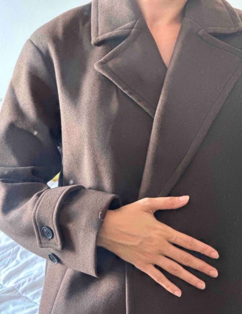 Coffee Brown Soft Wool Long Coat - photo 3