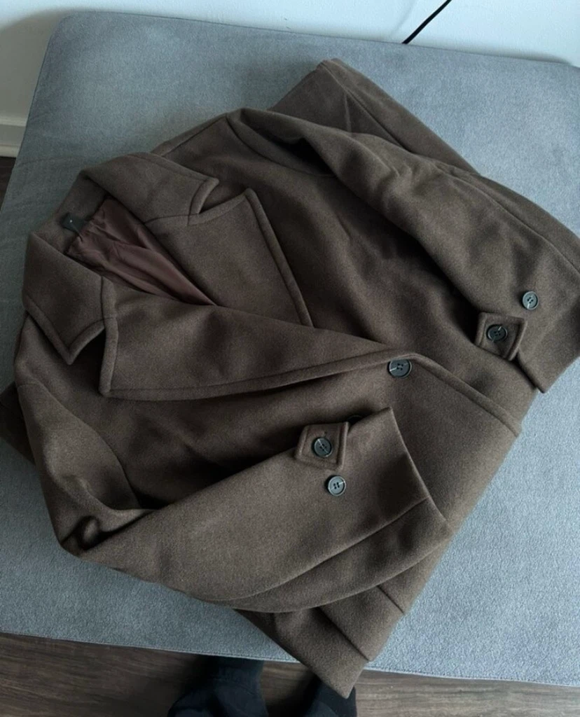 Coffee Brown Soft Wool Long Coat - photo 5