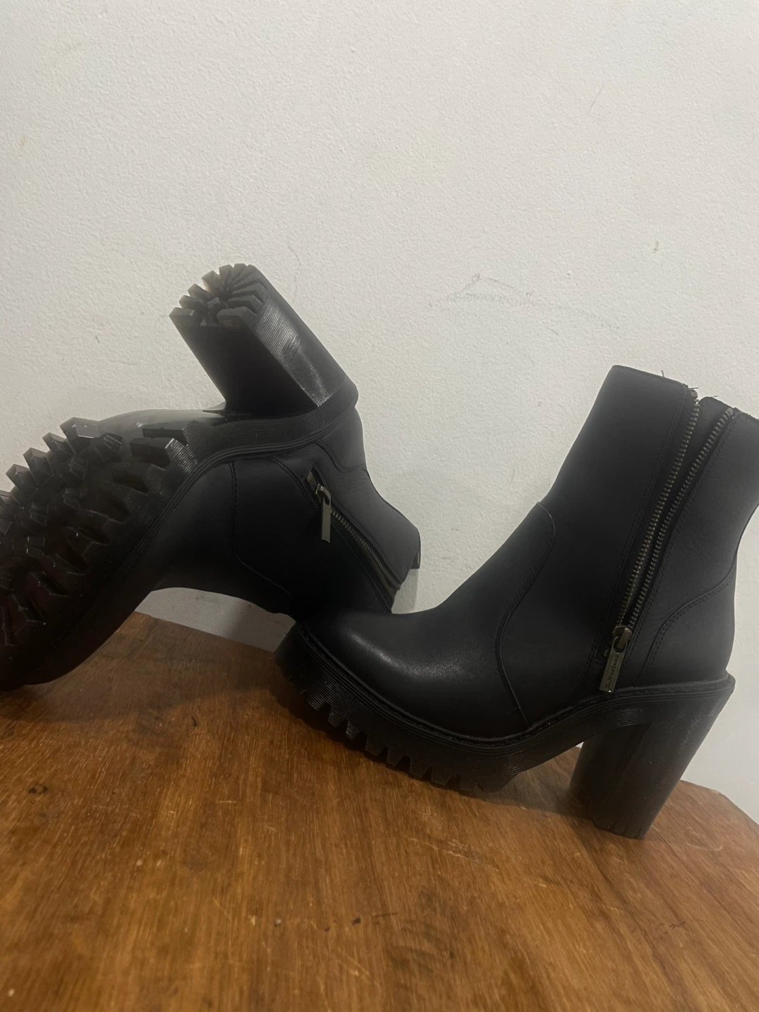 Dr. Martens Black Leather Heeled Boots