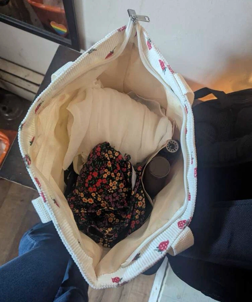 Strawberry Print Corduroy Tote Bag - photo 2
