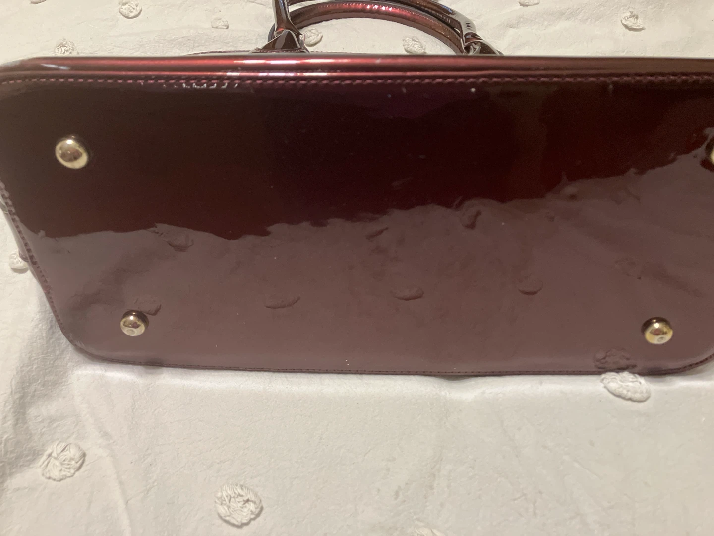 Burgundy Patent Leather Dome Satchel Bag - photo 3
