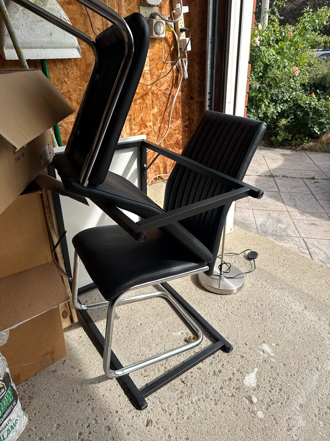 Black Dining Chair with Chrome Frame