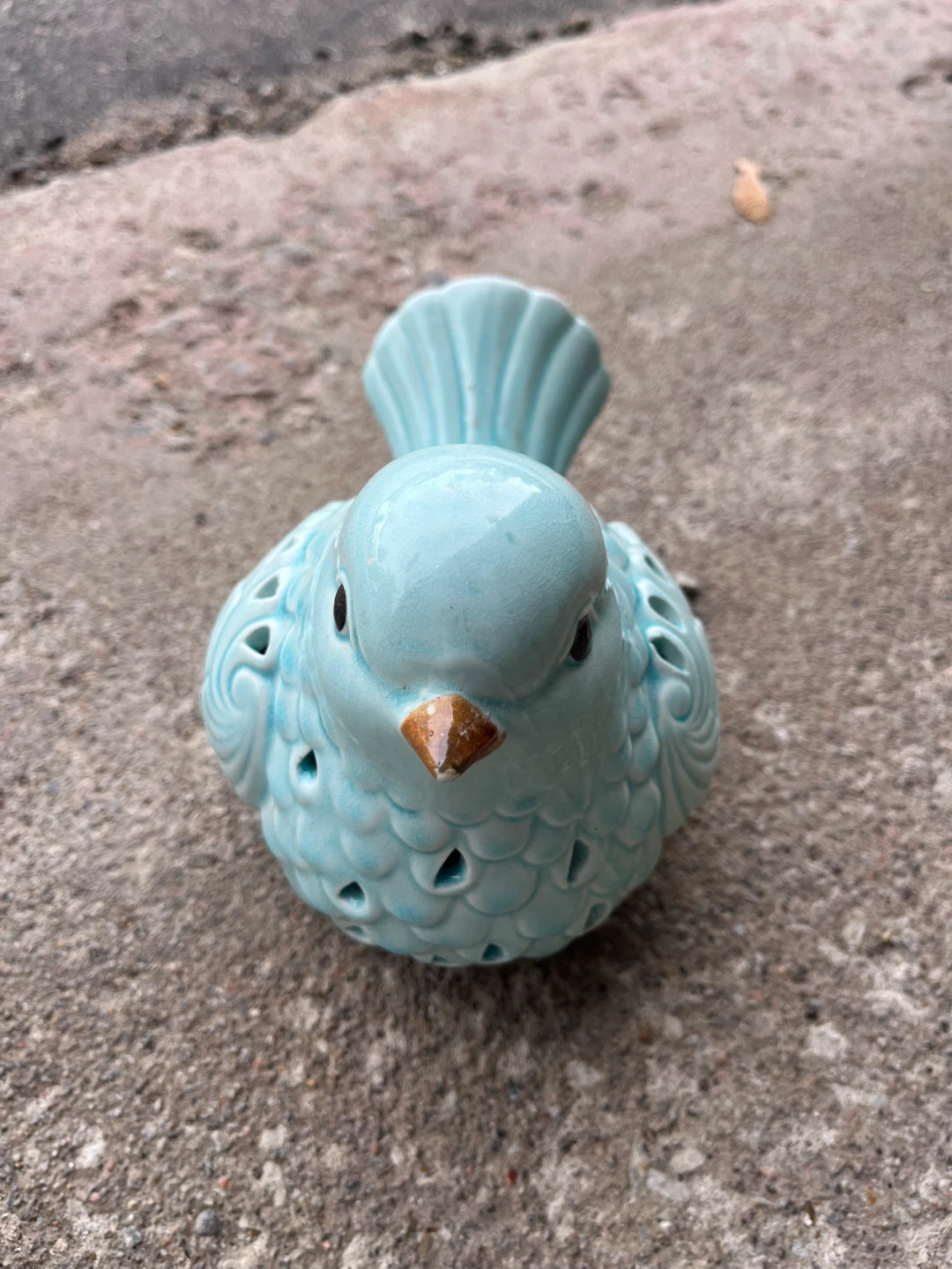 Light Blue Ceramic Bird Figurine