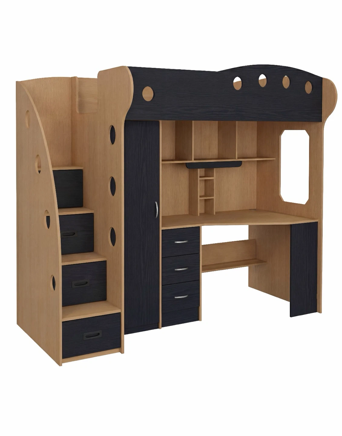 Loft Bed with Integrated Desk and Storage