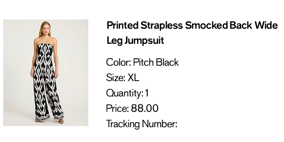 Printed Strapless Smocked Back Wide Leg Jumpsuit