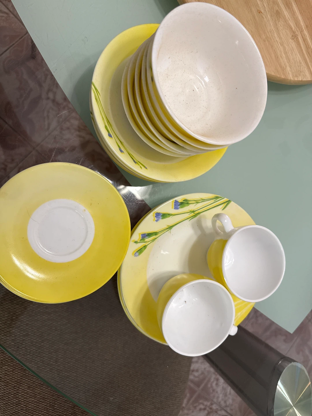 Vintage Yellow Floral Tea Set