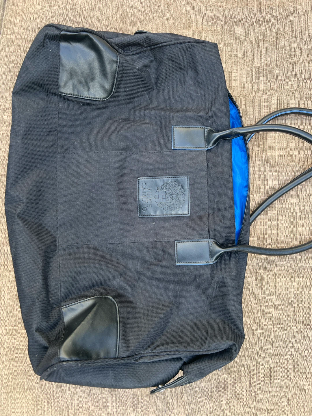 Vince Camuto Black Nylon Duffel Weekender Travel Bag