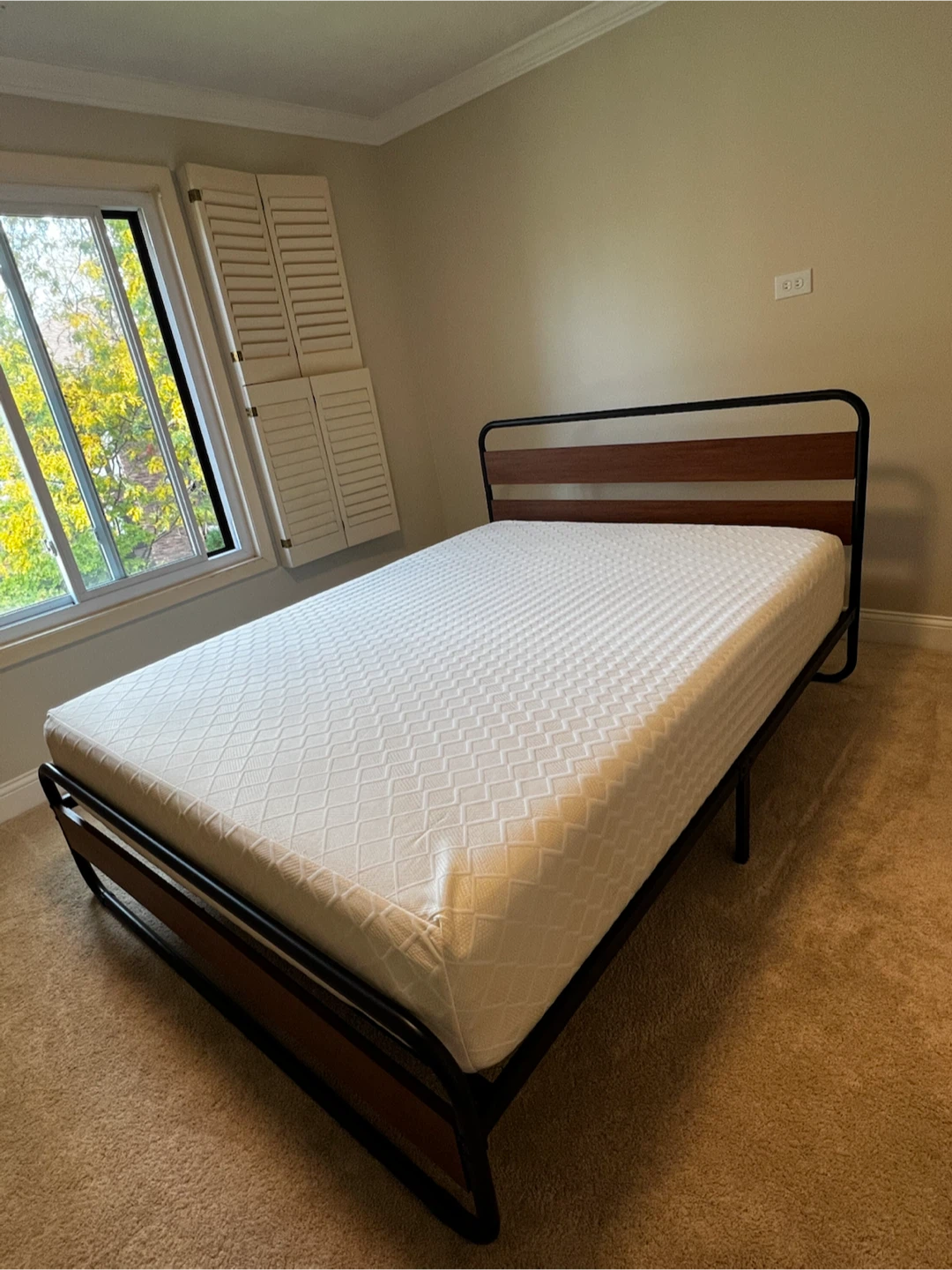 Metal and Wood Bed Frame with barely used queen size mattress - photo 4