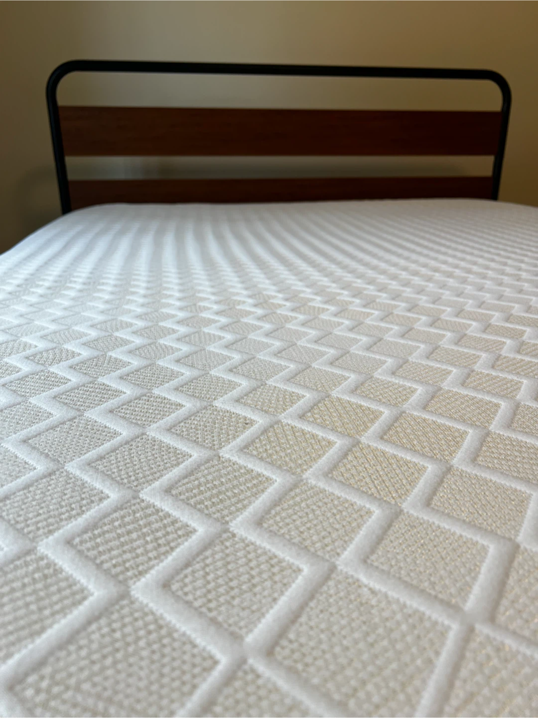 Metal and Wood Bed Frame with barely used queen size mattress - photo 5