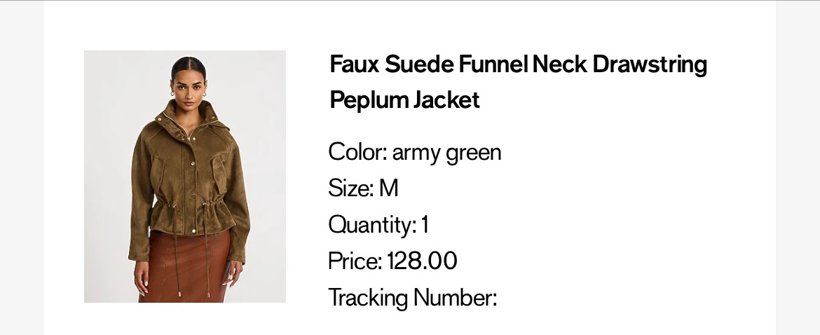 Faux Suede Funnel Neck Peplum Jacket