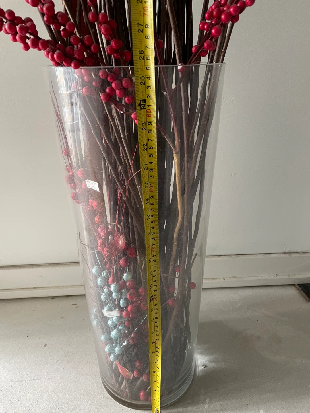 Tall Clear Glass Vase with Decorative Branches - photo 2