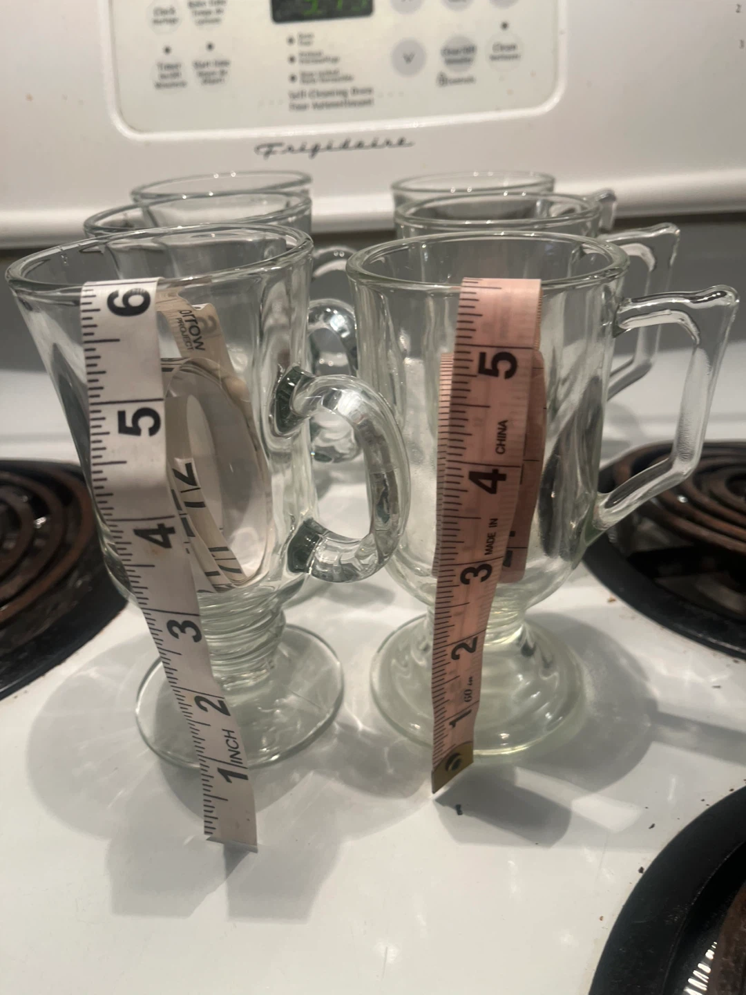 Clear Glass Coffee Mugs, set of 6, 2 styles (3 of each) - photo 2